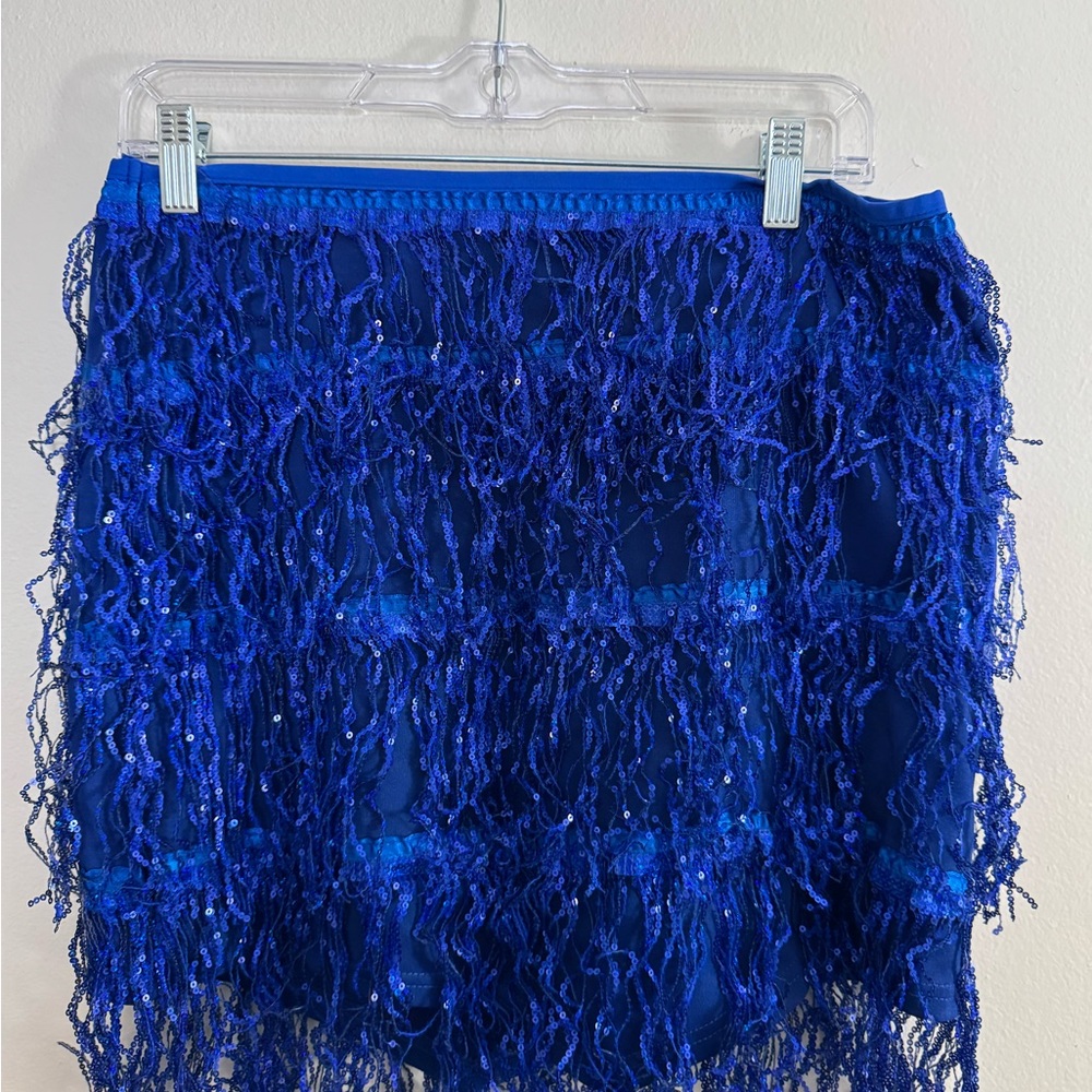 SIZE XL Blue Fringe Disco Skirt
